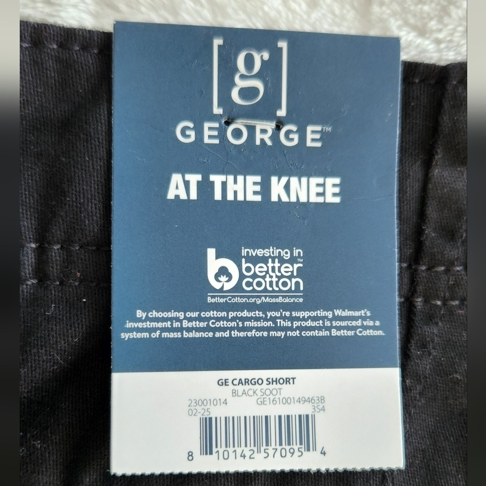 🩳George Men’s Black Cargo Shorts – Size 44 – 10” Inseam – NWT Above the Knee - Picture 9 of 16